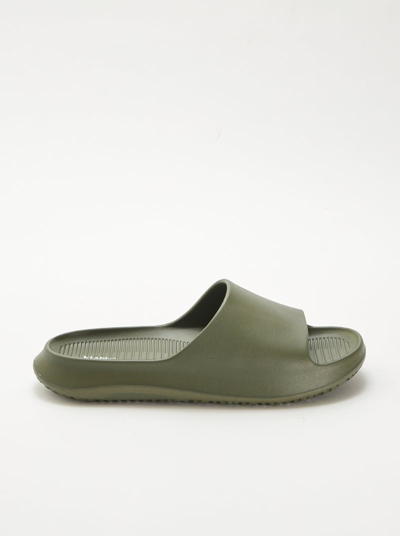Mules de piscine compensées Kaki - Kiabi