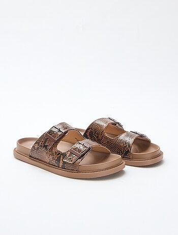 Mules dorées à double bride