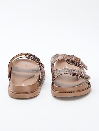 Mules dorées à double bride