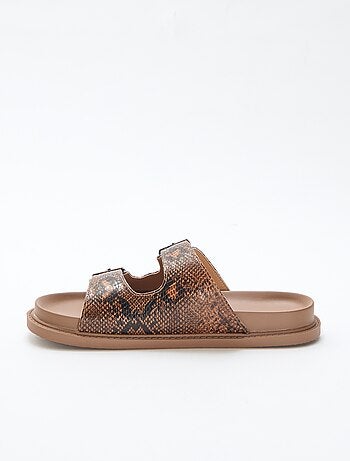 Mules dorées à double bride