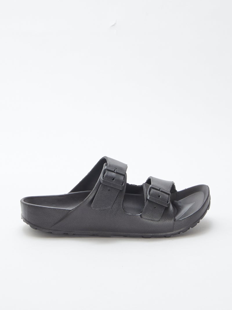 Mules double bride en plastique moulé NOIR - Kiabi