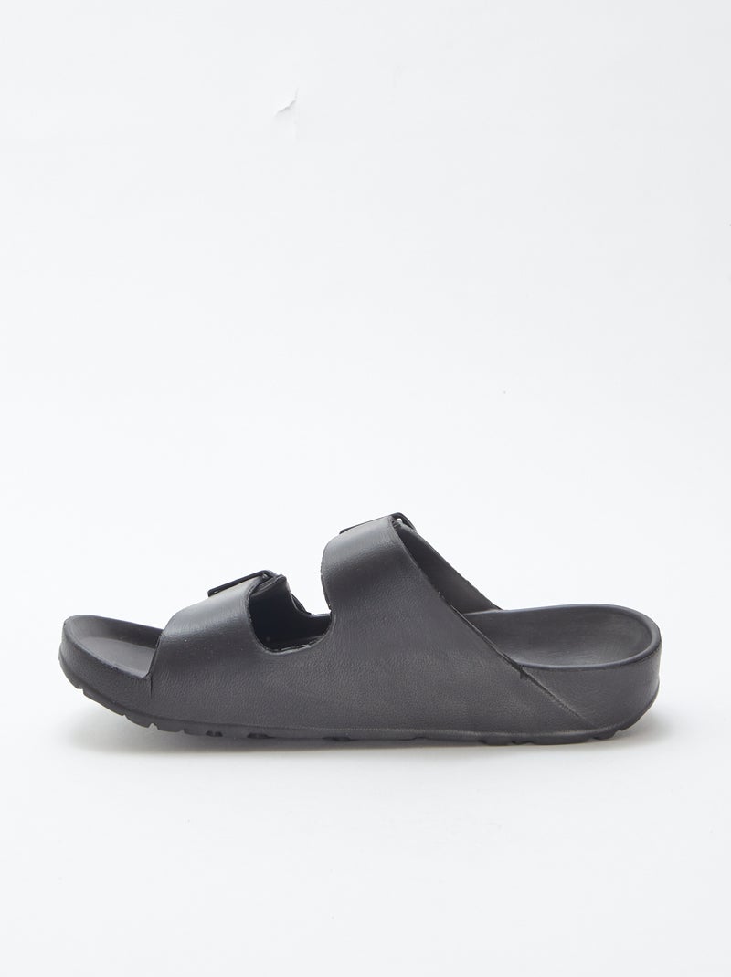 Mules double bride en plastique moulé NOIR - Kiabi