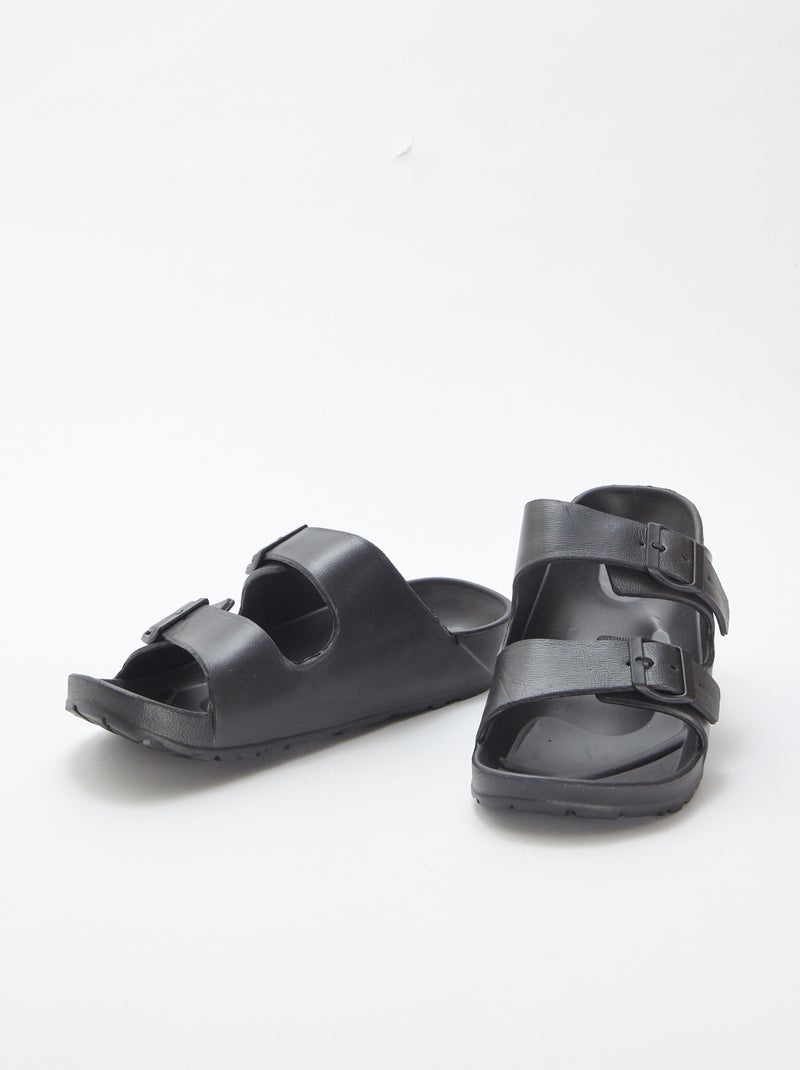 Mules double bride en plastique moulé NOIR - Kiabi