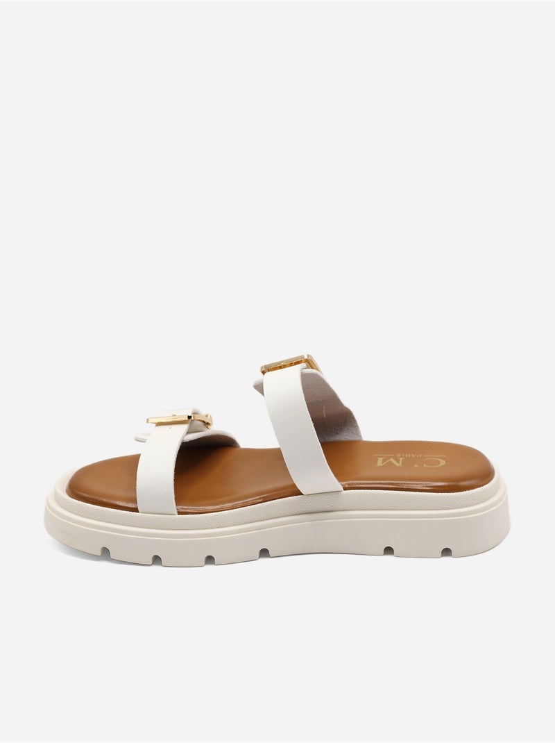 Mules double brides - C M Blanc - Kiabi