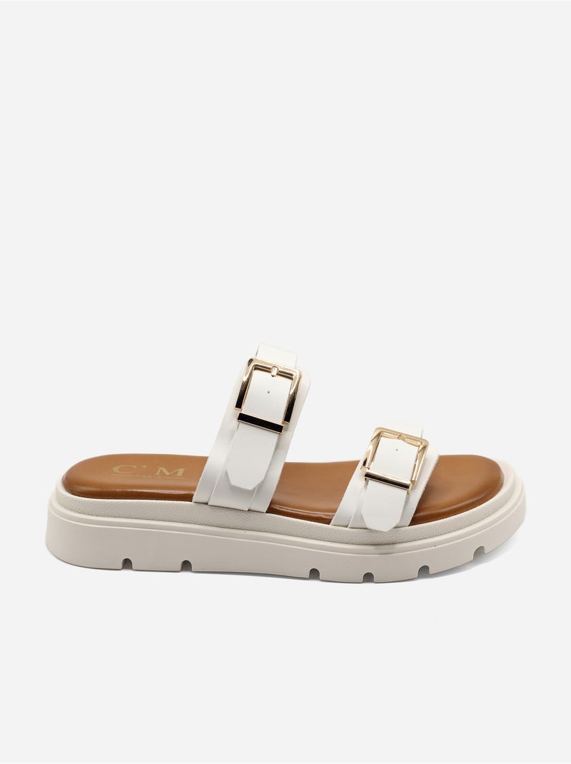 Mules double brides Blanc - Kiabi