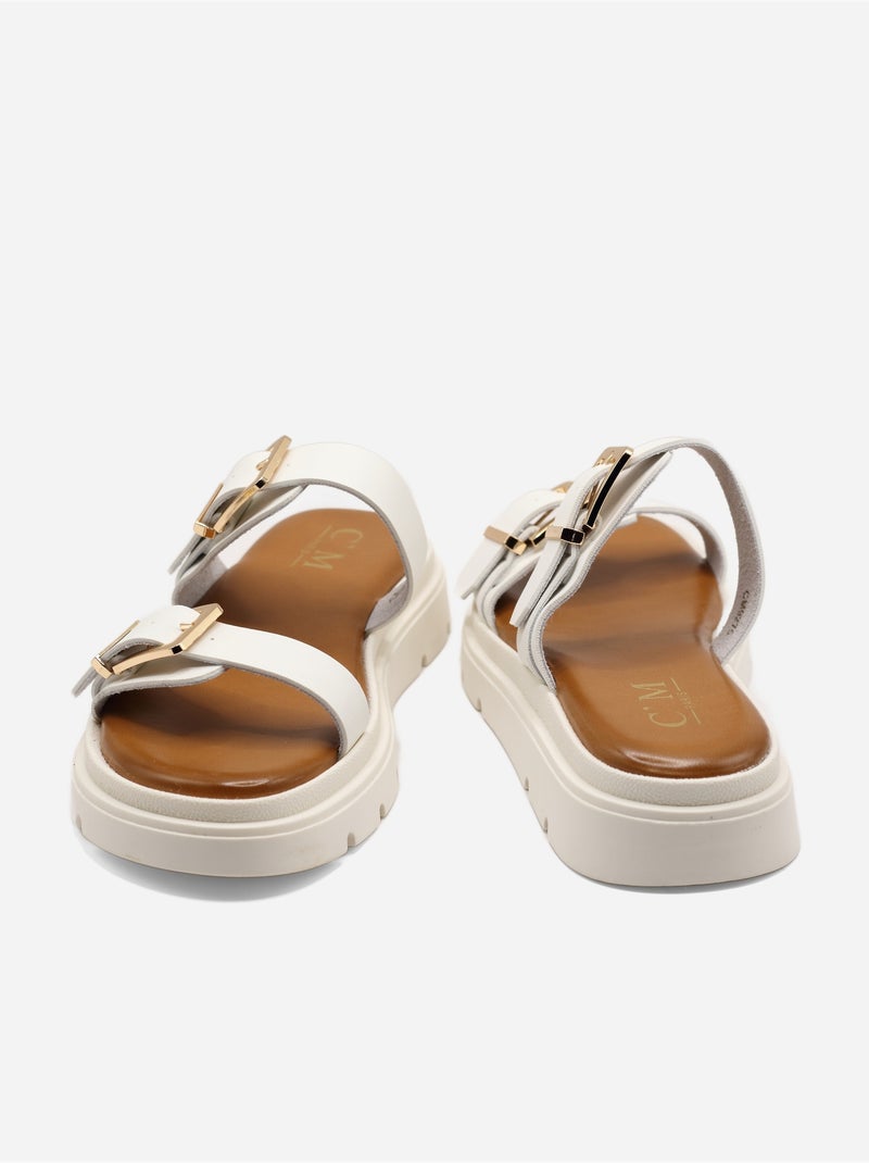Mules double brides Blanc - Kiabi