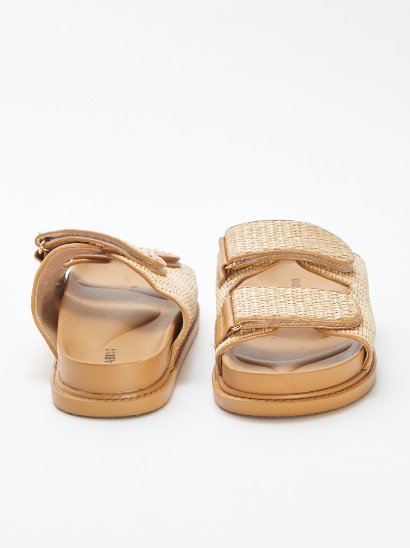 Mules double brides en paille BEIGE - Kiabi