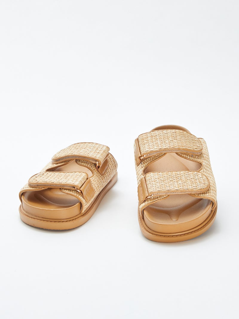 Mules double brides en paille BEIGE - Kiabi