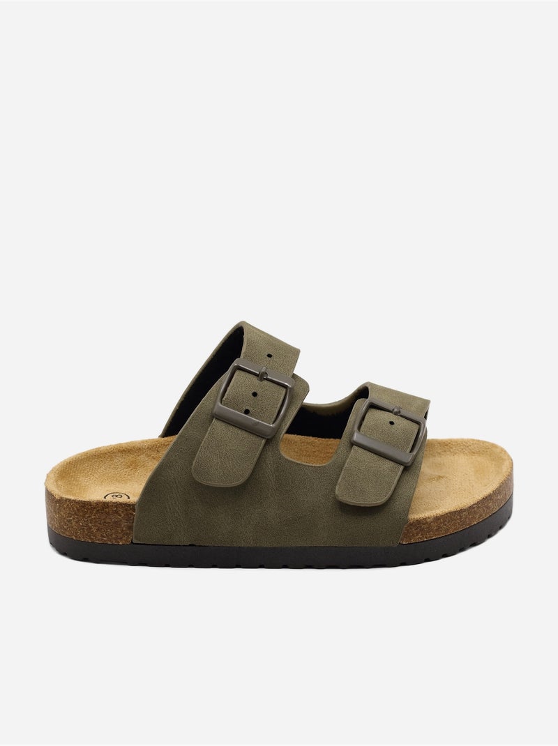 Mules double brides Kaki - Kiabi