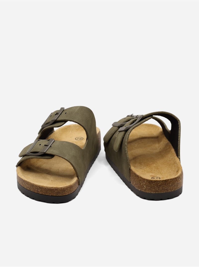 Mules double brides Kaki - Kiabi