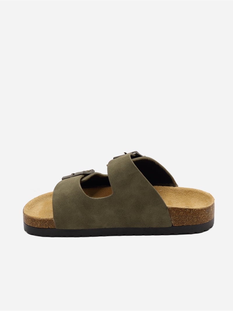 Mules double brides Kaki - Kiabi