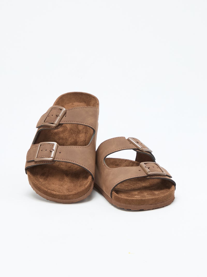 Mules double brides Marron - Kiabi