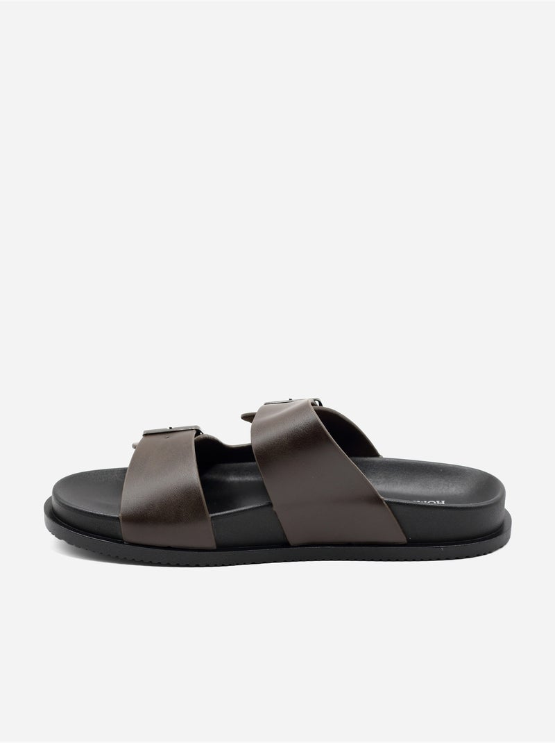 Mules double brides Marron foncé - Kiabi