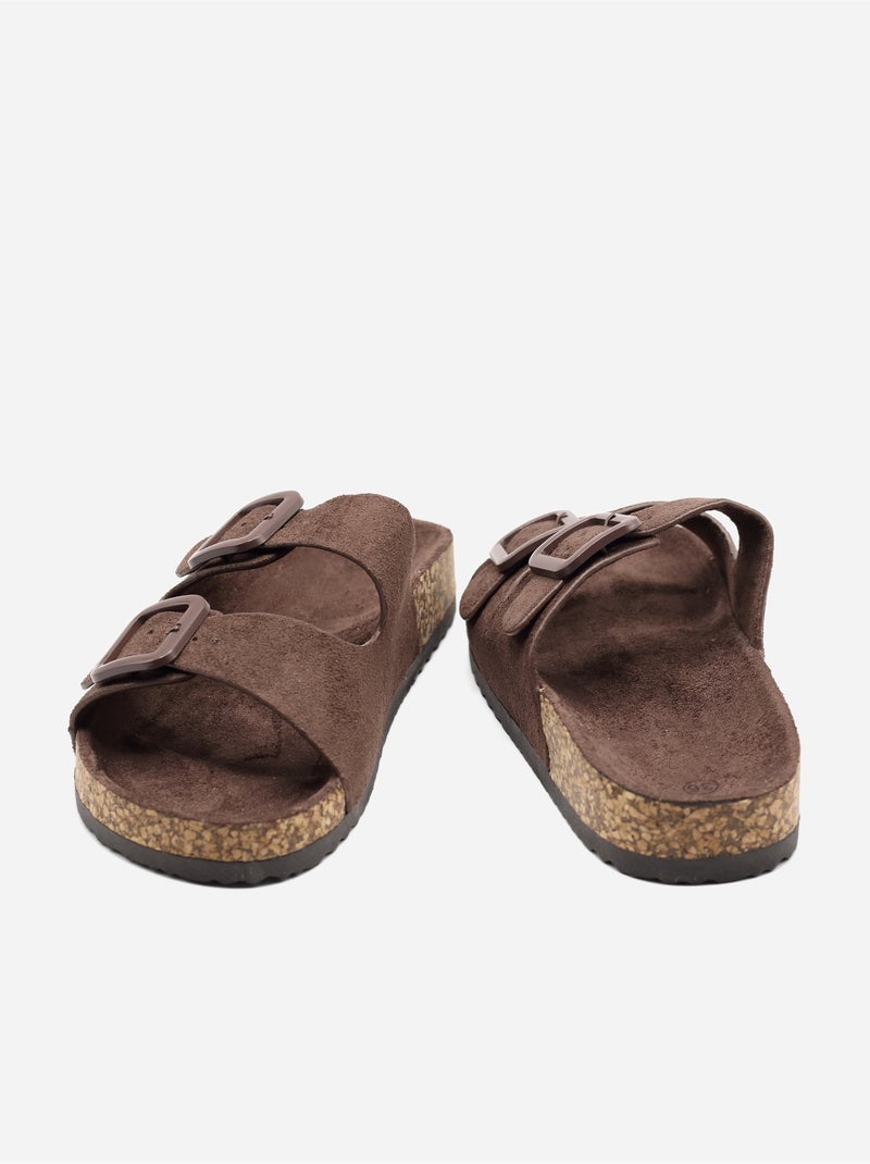 Mules double brides Marron - Kiabi