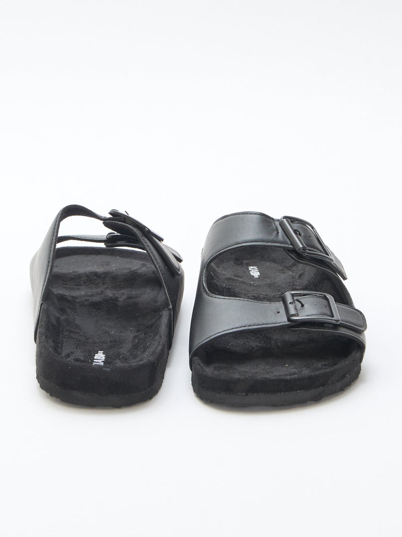Mules double brides Noir - Kiabi