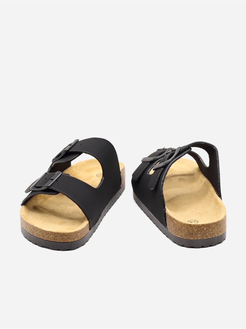 Mules double brides Noir - Kiabi