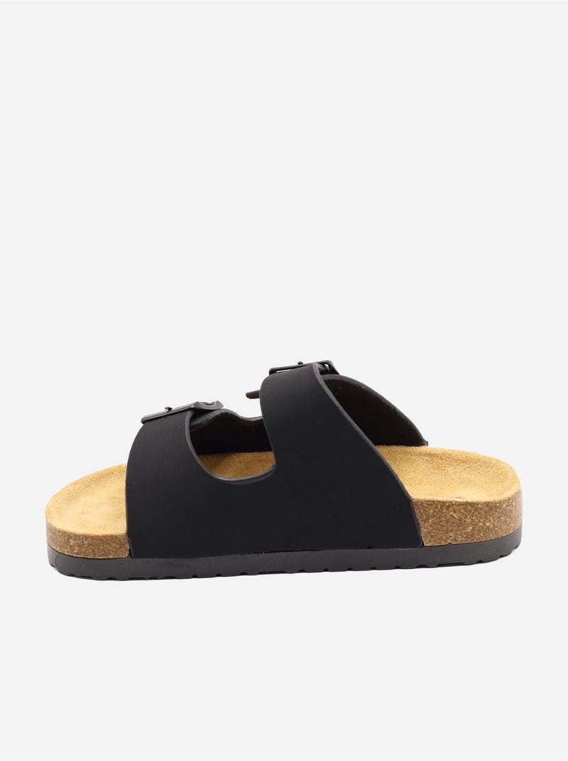 Mules double brides Noir - Kiabi