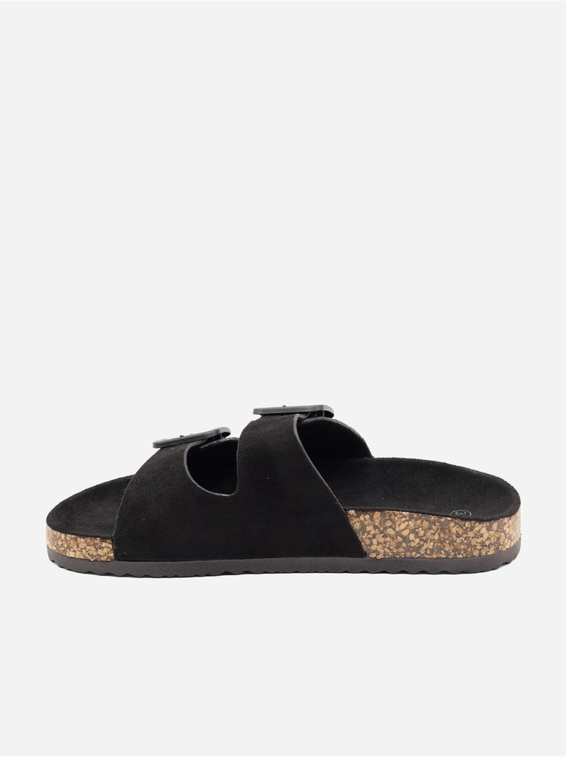 Mules double brides Noir - Kiabi