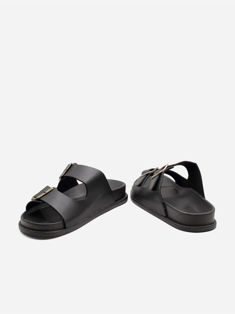 Mules double brides Noir - Kiabi