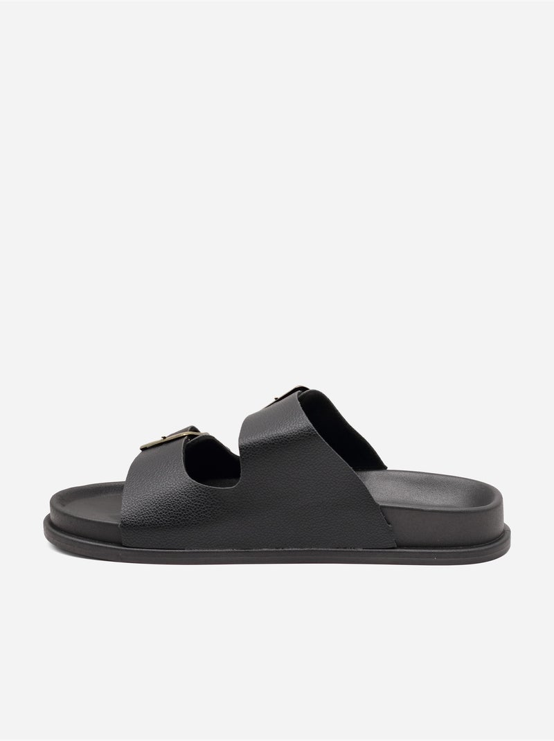 Mules double brides Noir - Kiabi