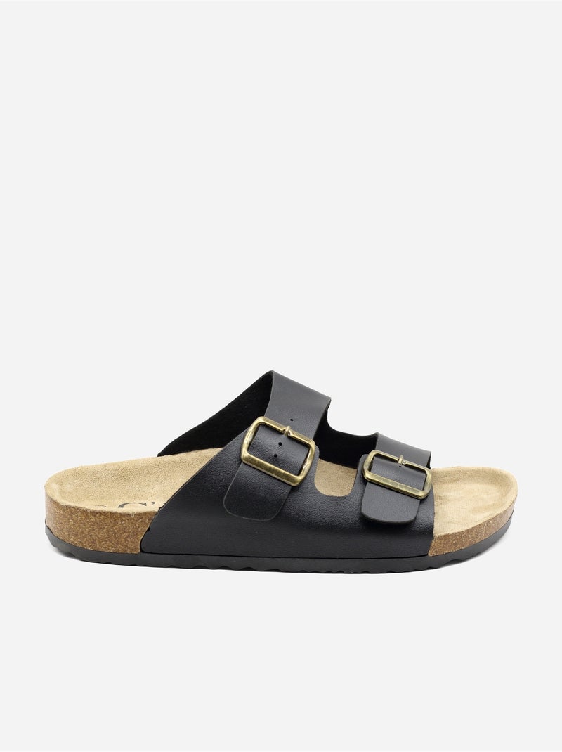 Mules double brides Noir - Kiabi