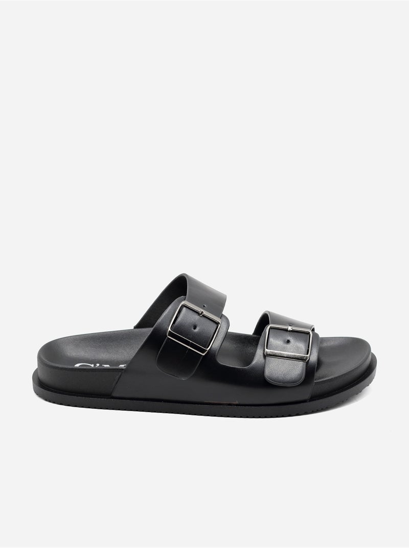 Mules double brides Noir - Kiabi