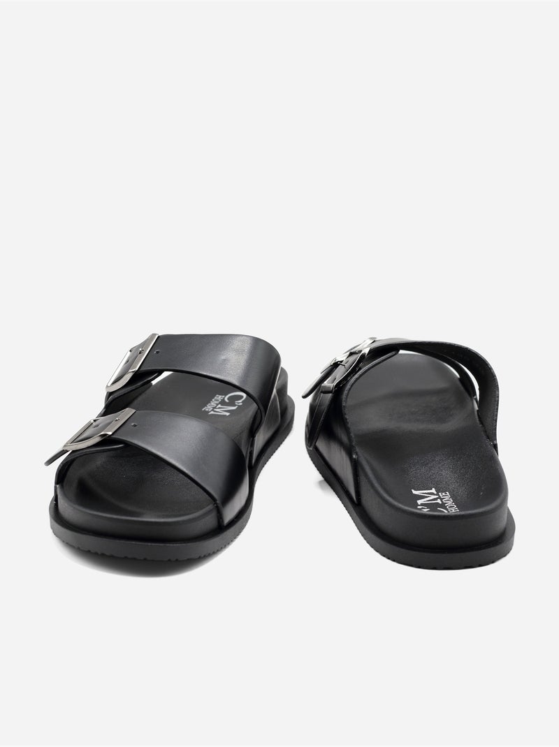 Mules double brides Noir - Kiabi