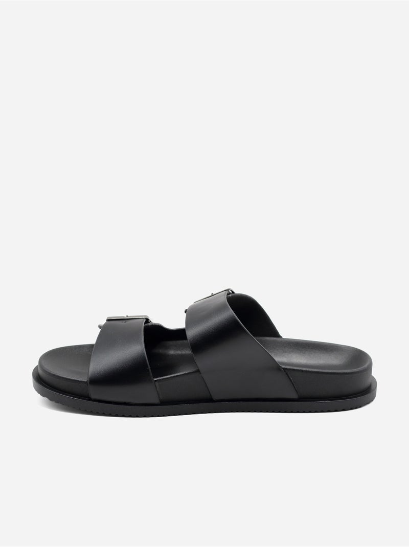 Mules double brides Noir - Kiabi