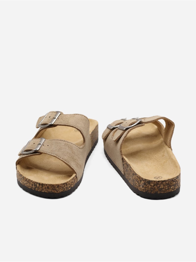 Mules double brides Taupe - Kiabi
