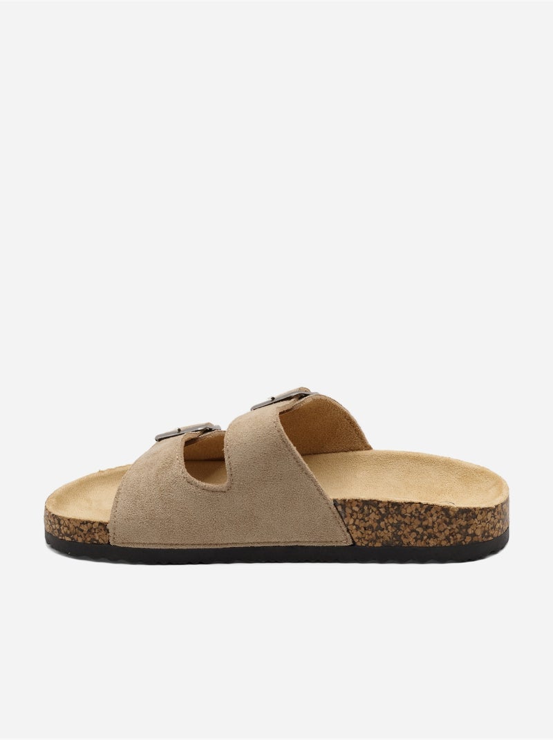 Mules double brides Taupe - Kiabi