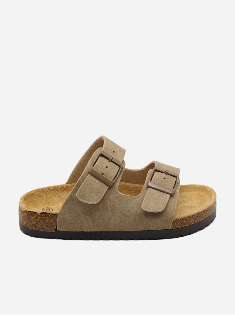 Mules double brides Taupe - Kiabi