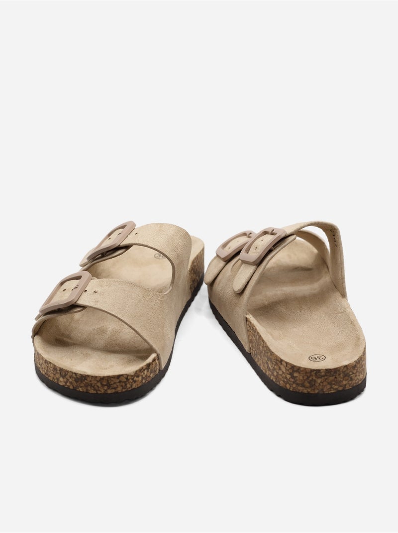 Mules double brides Taupe - Kiabi