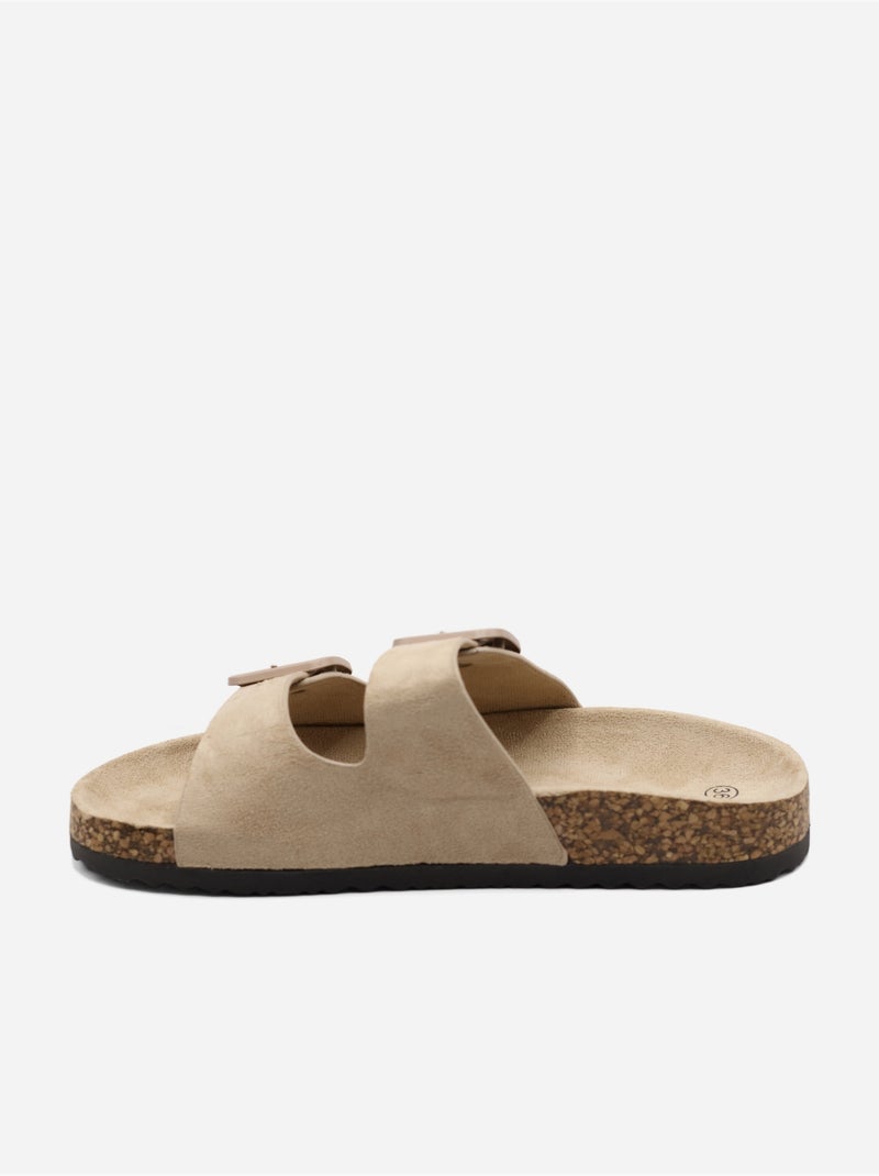 Mules double brides Taupe - Kiabi