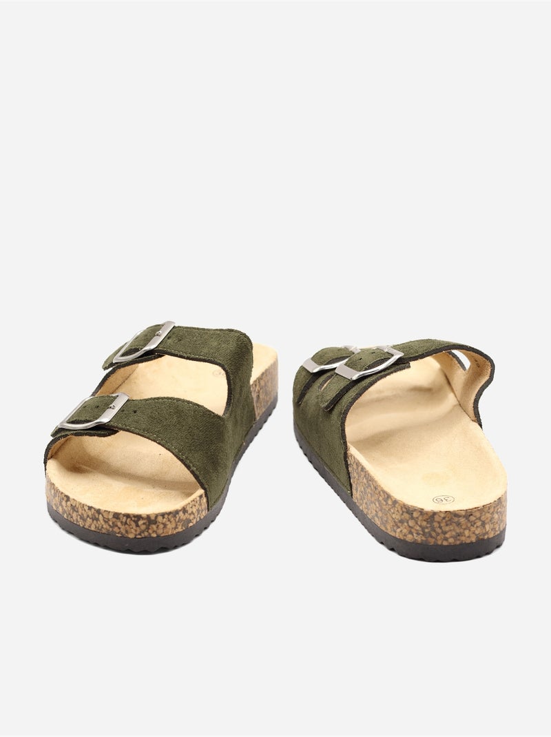 Mules double brides Vert - Kiabi