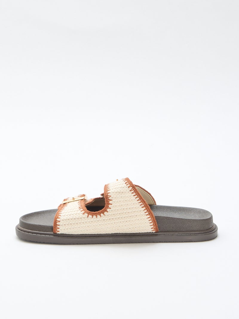 Mules doubles brides à crochet Beige - Kiabi