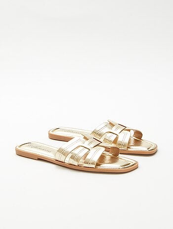 Mules effet cuir craquelé