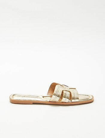 Mules effet cuir craquelé