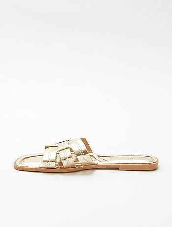 Mules effet cuir craquelé