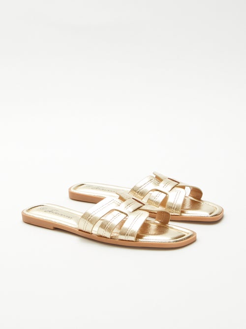 Mules effet cuir craquelé - Kiabi