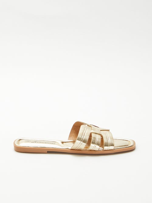 Mules effet cuir craquelé - Kiabi