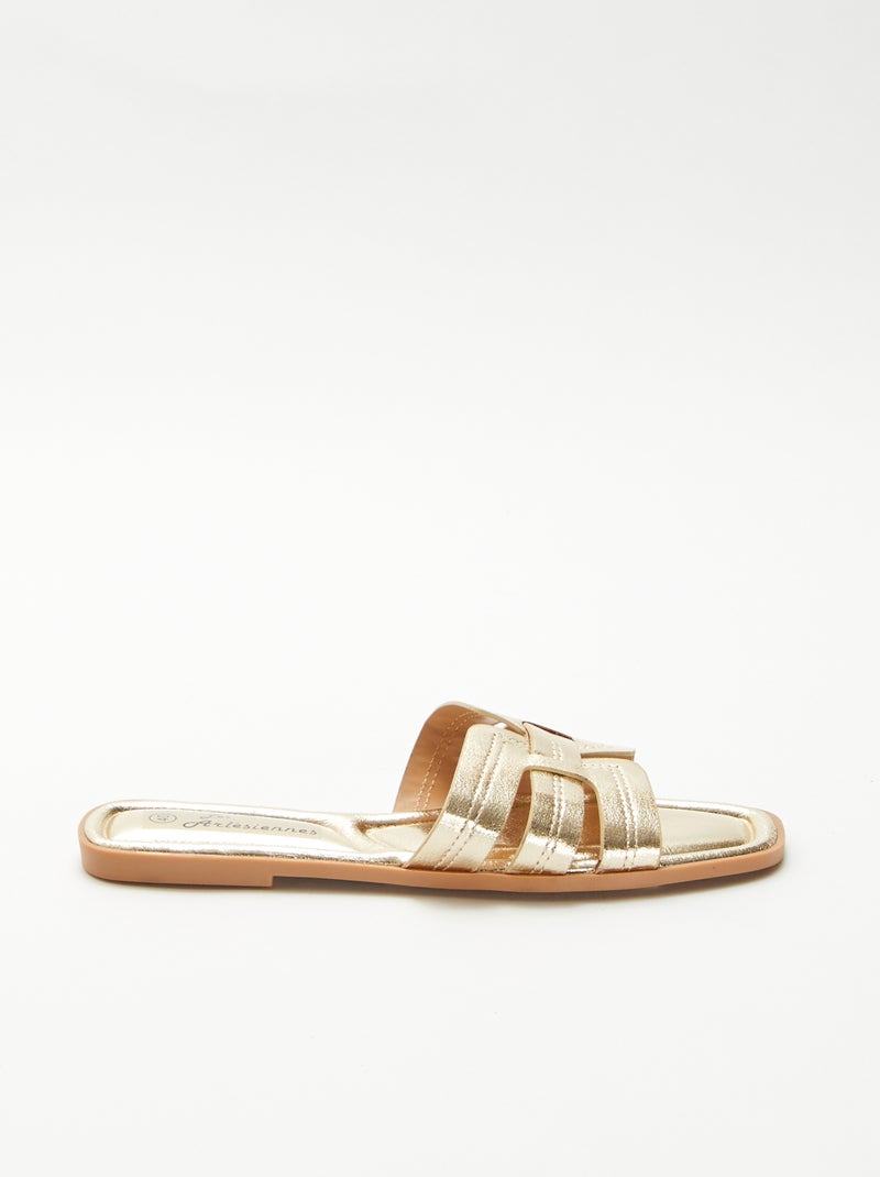 Mules effet cuir craquelé Jaune - Kiabi