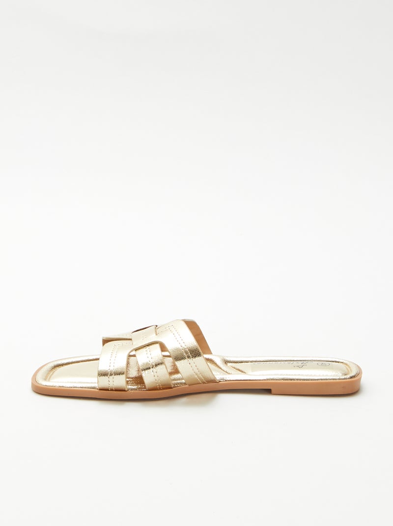 Mules effet cuir craquelé Jaune - Kiabi