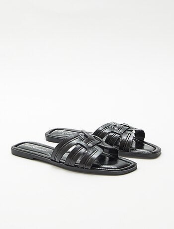 Mules effet cuir craquelé