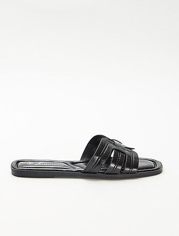 Mules effet cuir craquelé