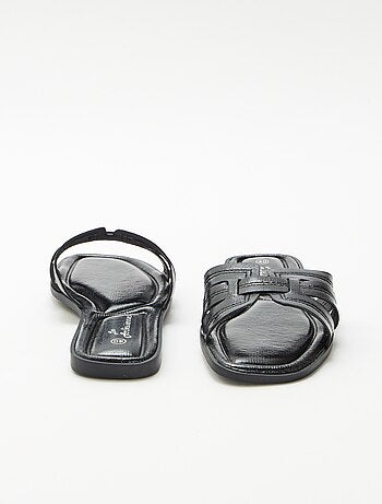 Mules effet cuir craquelé