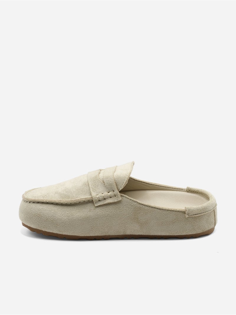 Mules effet daim Crème - Kiabi
