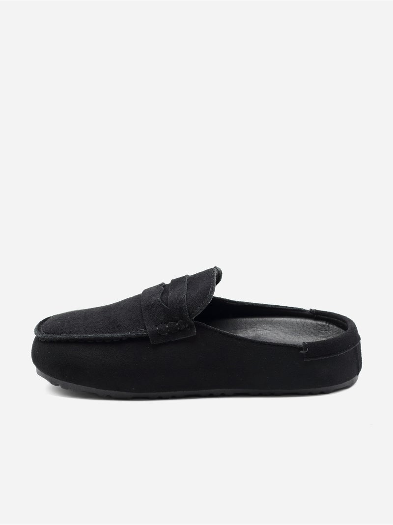 Mules effet daim Noir - Kiabi