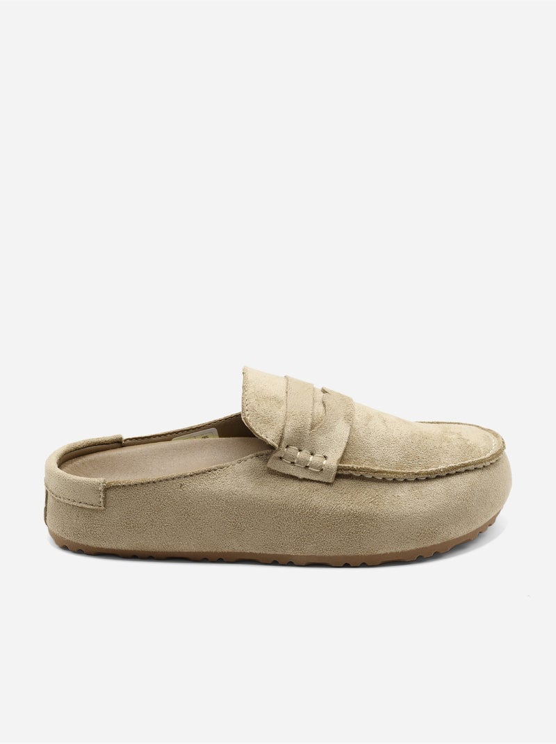 Mules effet daim Taupe - Kiabi