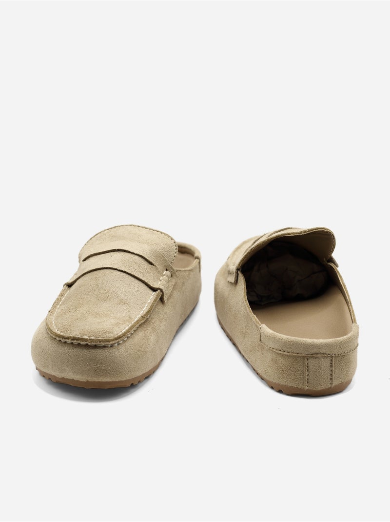 Mules effet daim Taupe - Kiabi