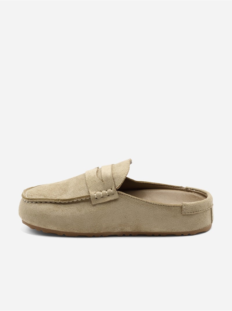 Mules effet daim Taupe - Kiabi